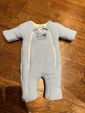 Baby Merlin's Magic Sleepsuit Blue Fleece Transitional Swaddle Size Small 3-6 Mo